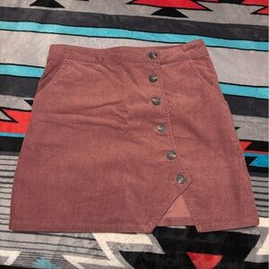 Asymmetrical Button-Front Skirt in Mauve